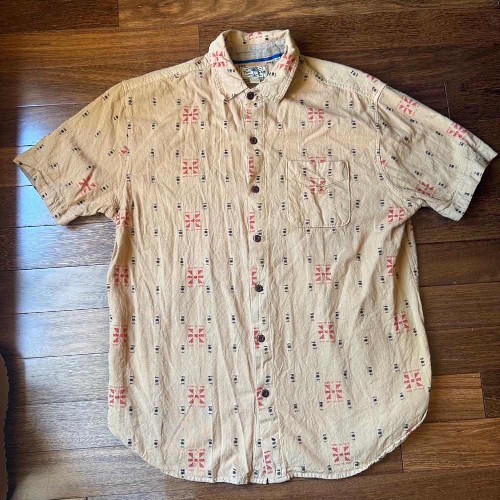 True Grit Men's Tan Patterned Shirt Size Large